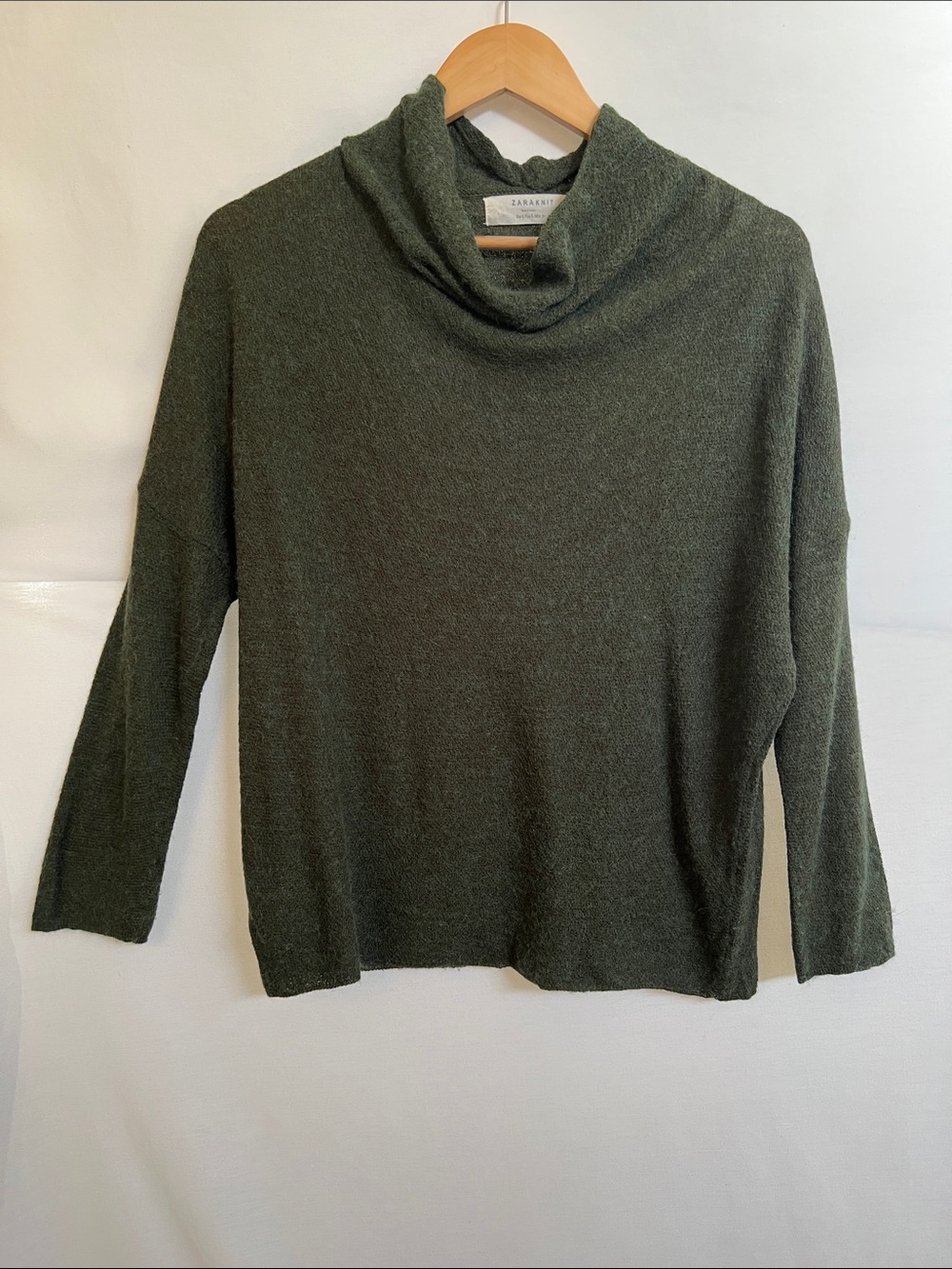 Zara Dark Olive Cowl Neck Sweater in an Alpaca Blend